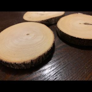 Set of three wooden coasters